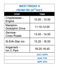 Angarrack – Inn Car Park 16:25-16:45 | FRIDAY WEST MOBILE FROM FRI 10TH JULY 